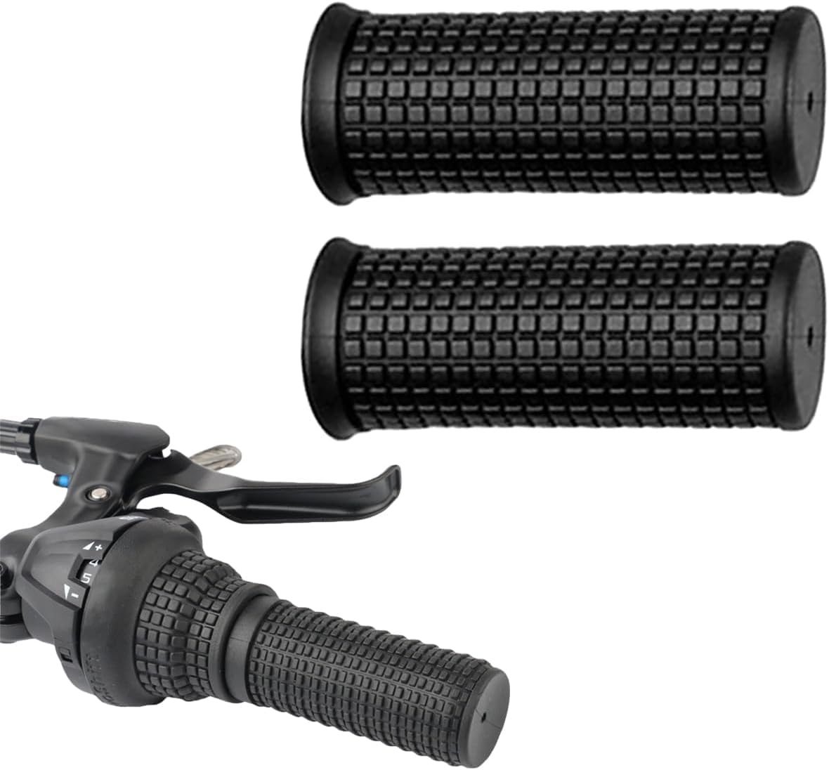 1 Pair Black Anti Slip Bike Bicycle Short Handlebar Grips for Twising Shifter, Shockproof Anti Slip MTB Parts, Soft TPR Rubber Handlebars