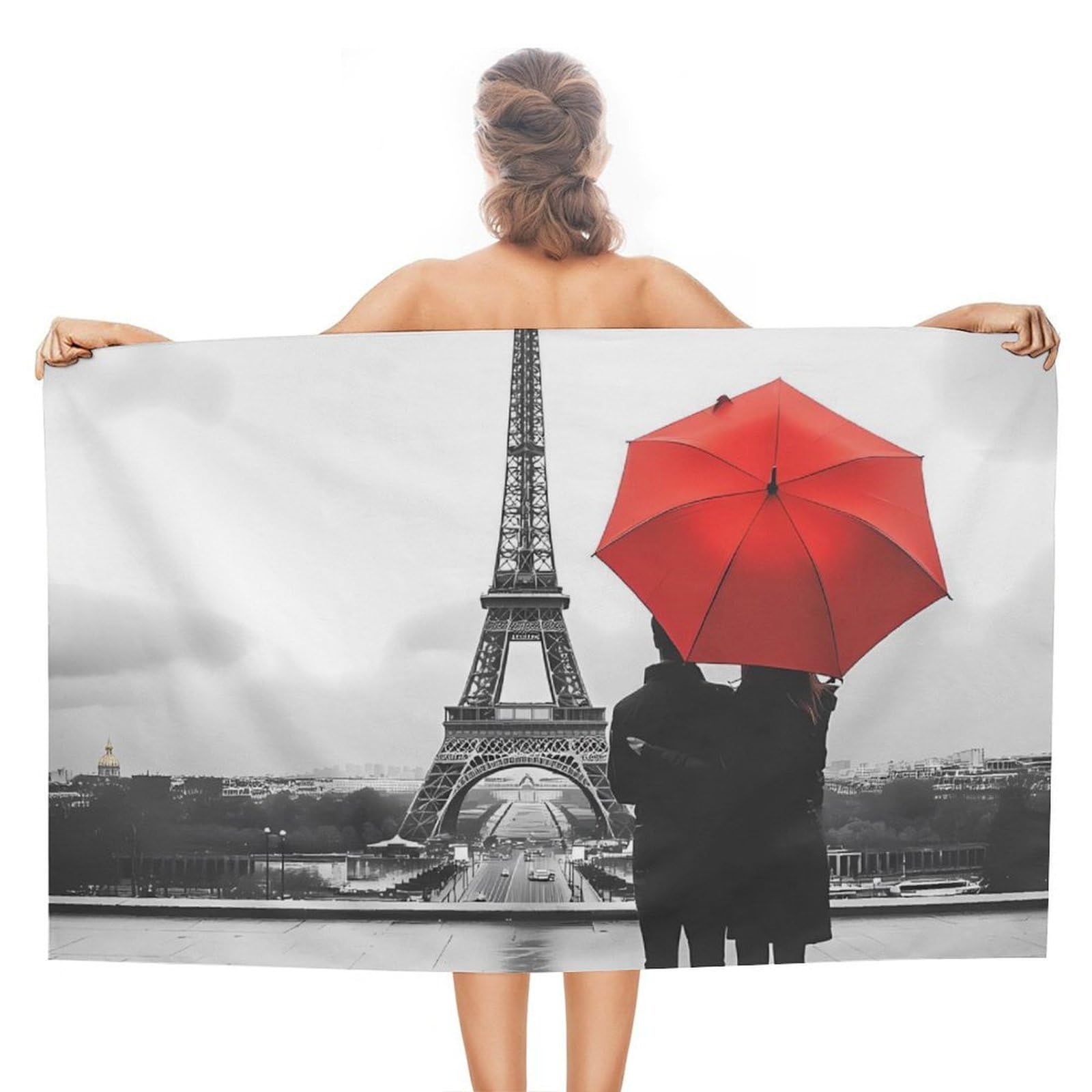 CGSBNGHA Black And White Paris Eiffel Tower Beach Towels Soft Bathroom Bath Pool Swim Towels for Women Men