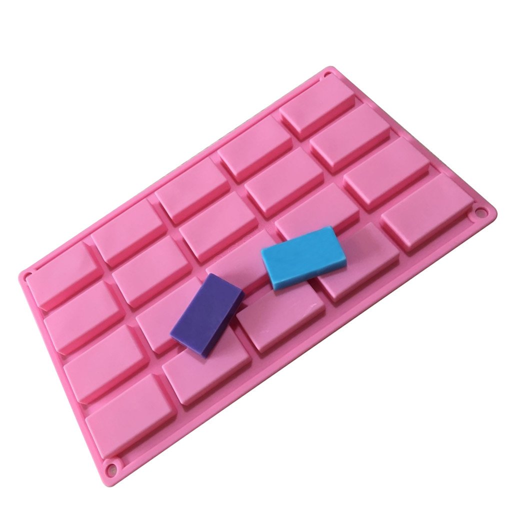 Allforhome Pink 20 Cavities Rectangle Silicone Cake Baking Mold Cake Pan Muffin Cups Handmade Soap Moulds Biscuit Chocolate Ice Cube Tray Diy Mold