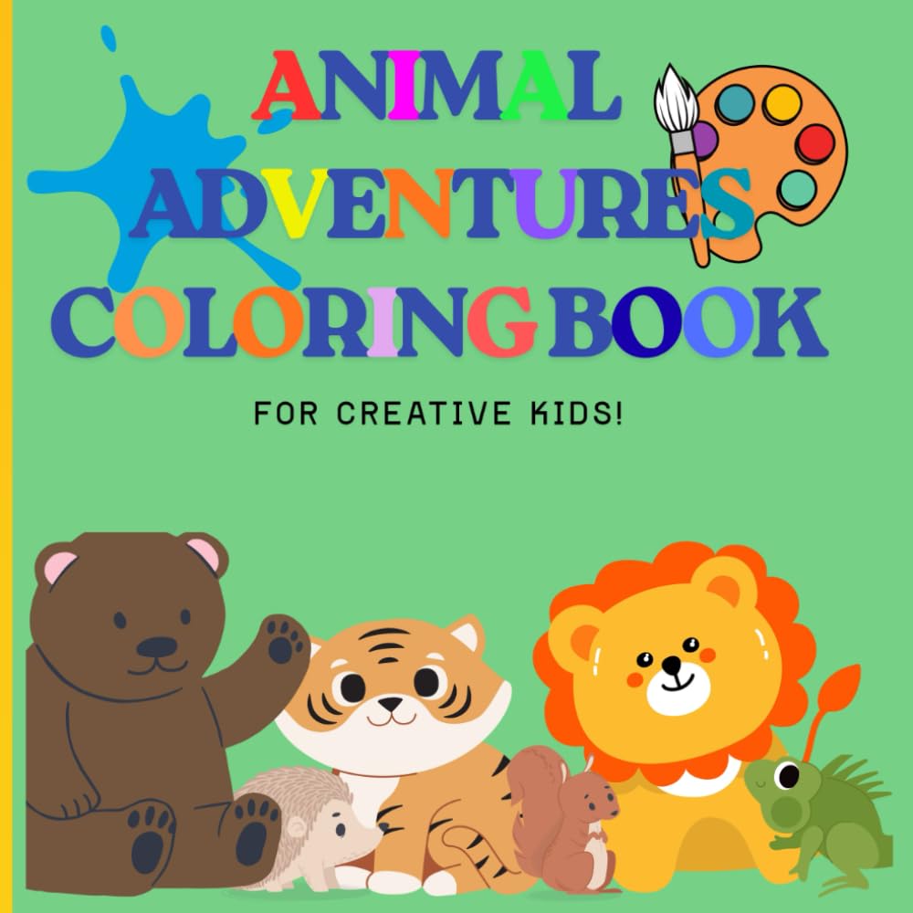 Cute animals adventures coloring book: Educational coloring pages with animals for children 3-12