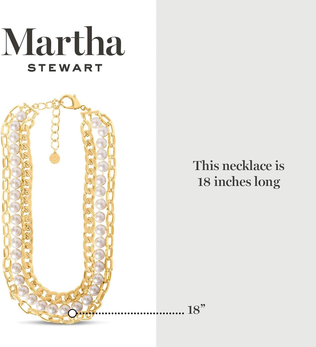 Martha Stewart Three Strand Pearl and Chain Necklace In Gold For Women - Image 3