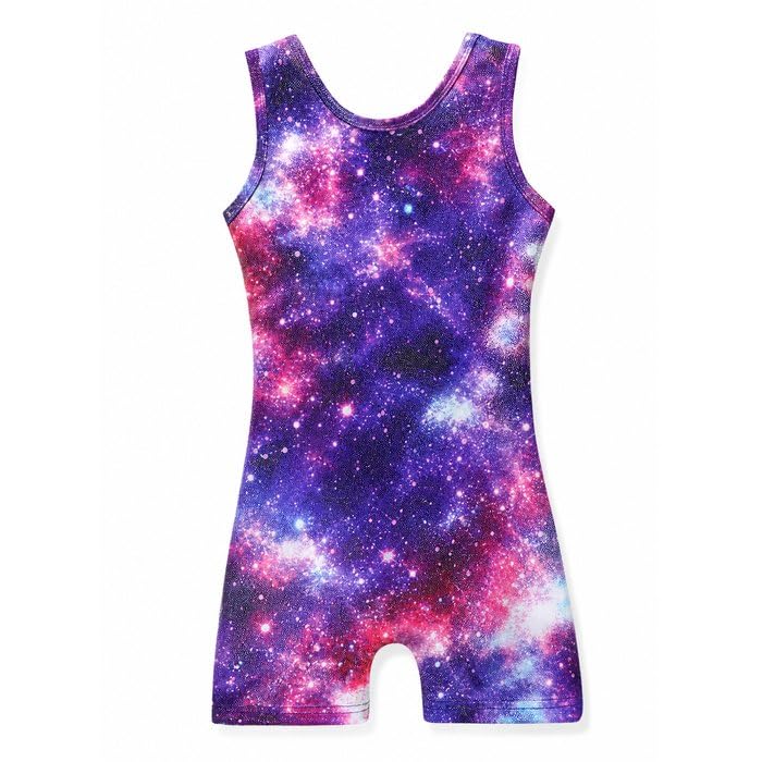HOZIY Gymnastics Leotards for Girls with Shorts Toddlers Biketards Rainbow Unicorn Dinosaur Mermaid Leopard Flower Galaxy