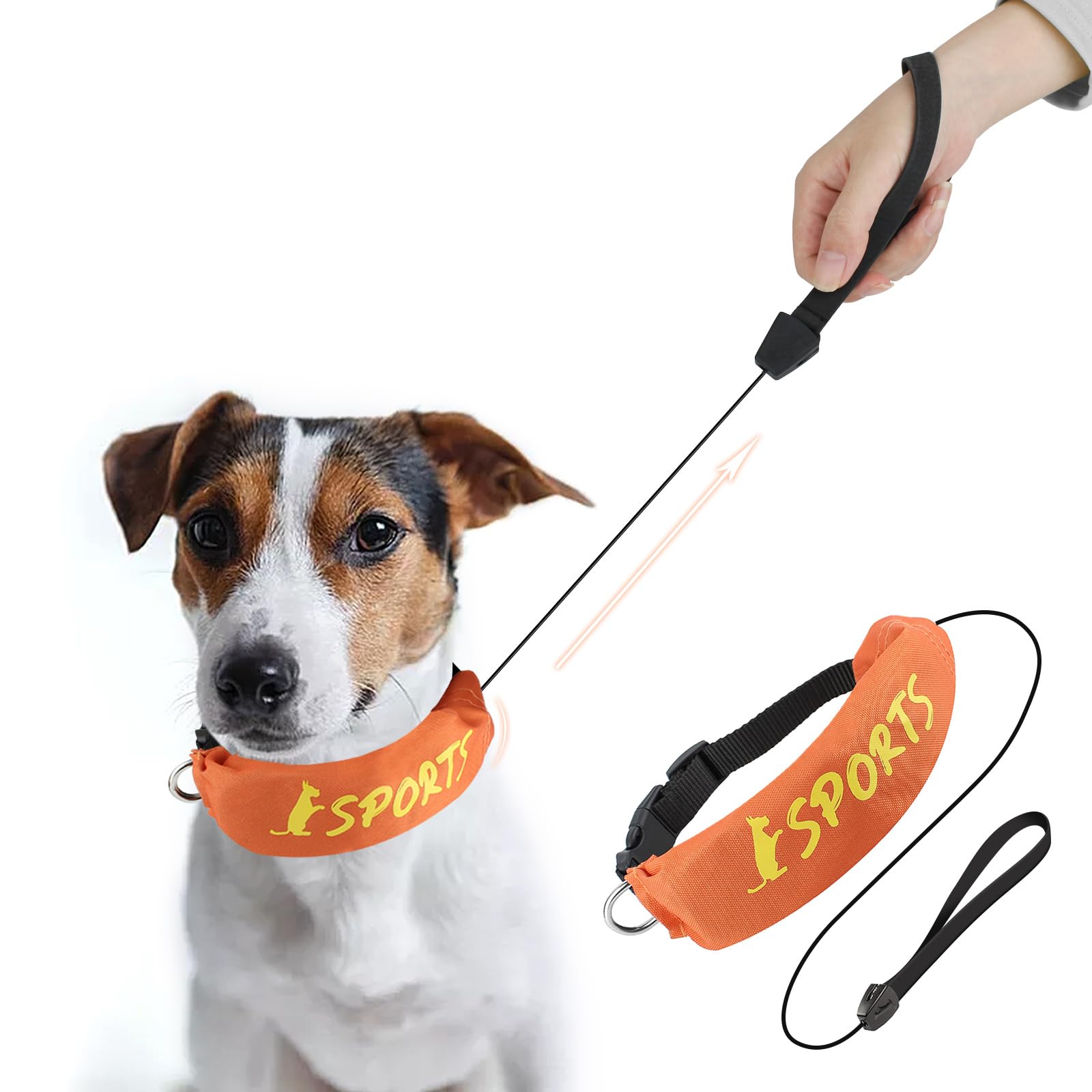 Lesypet 2 in 1 Retractable Dog Leash Collar, Hands-Free Dog Walking Collar with Retractable Leash for Small Medium Breed Dog Outdoor, Orange S