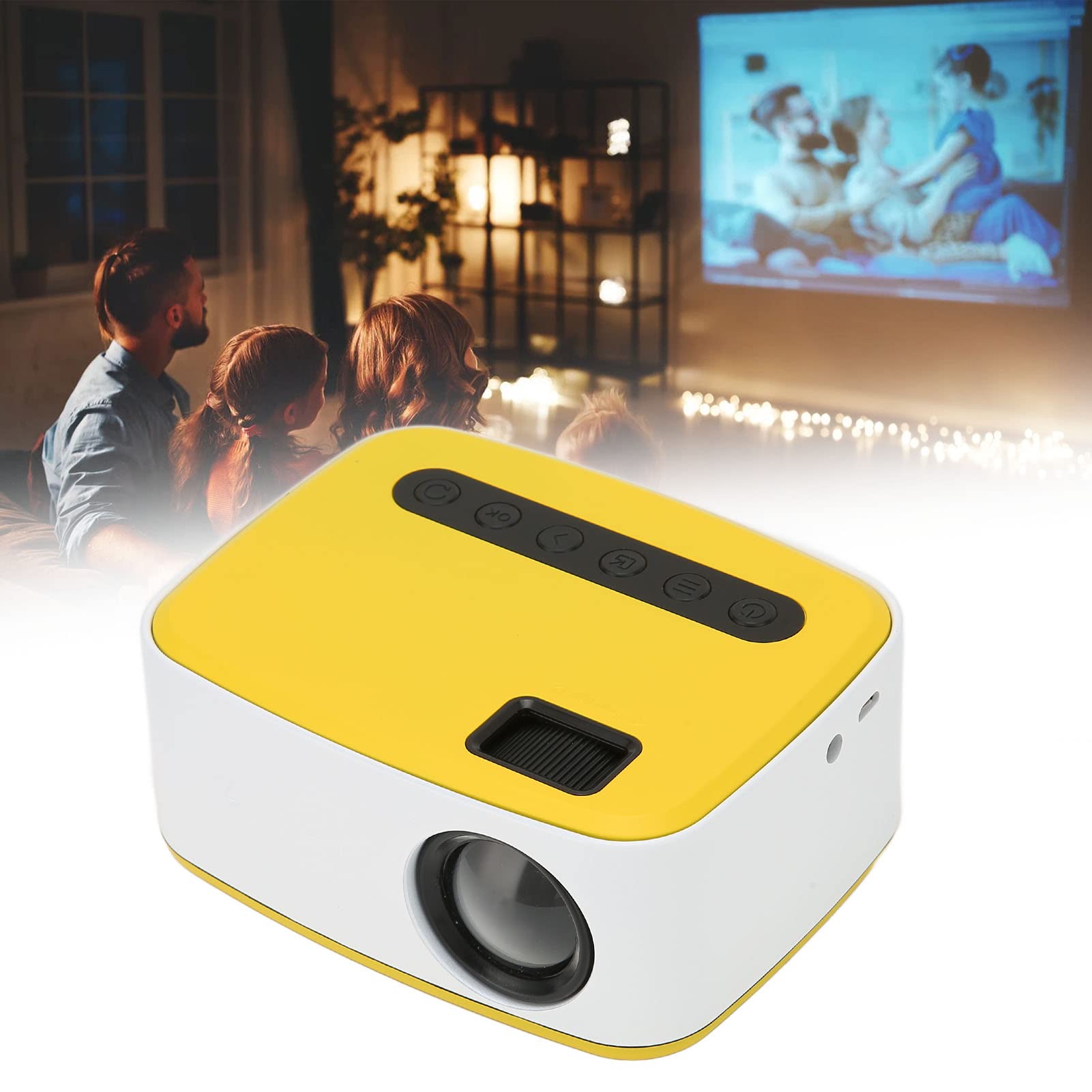 Mini Proiettore, Mini Proiettore Portatile 1080P con Altoparlante Integrato, Proiettore Cinematografico da 20000 Ore Compatibile con Smartphone per Viaggi in Campeggio a Casa(Spina UE)