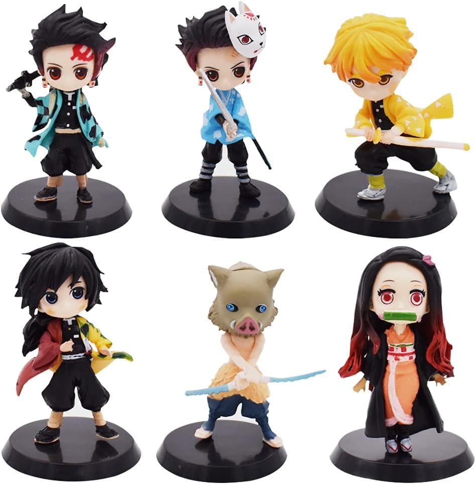 Image of FUNFOB Anime Action Figure Set of 6 Height-6.5 to 7.5cm | Mini Figures Collectible PVC Multicolour | Devil Basic Set..