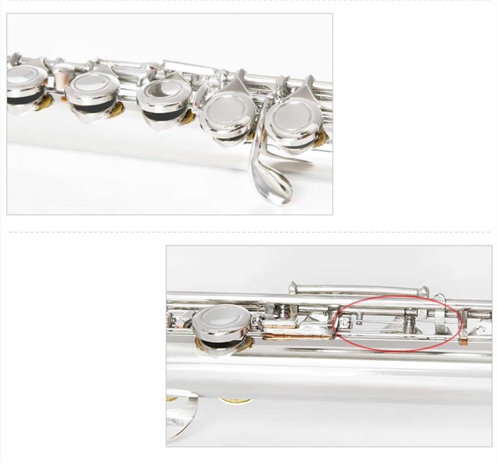 ZUZU Flawn Codo Plateado Flauta para Niños Flauta Doble Cabeza Flauta 16 Orificio Plateado Plata Codo Flauta Kit Flauta