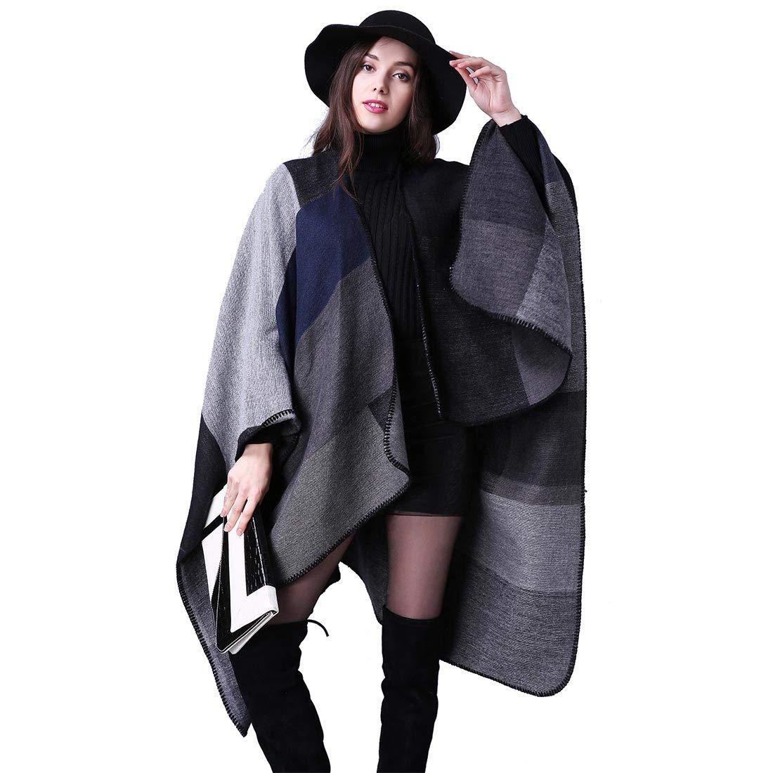 heekpek Poncho Donna Elegante per Inverno Reversibile Donna Sciarpa Oversize Poncho Fatti a Maglia Poncho Multifunzione Mantelle Scialle Vintage Scialle Coprispalle Elegant