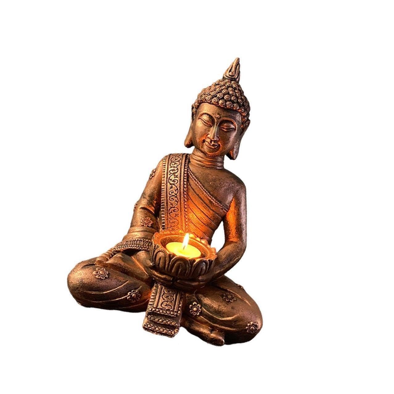Zambuph Beautiful Sitting Buddha Candle Holder Statue Exquisite Tealight Tea Light Candlestick for Table Centerpiece Home Decor