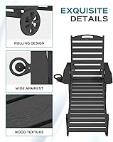 Vista 5 de Silla de Descanso para Exteriores, Silla de Descanso Chaise Lounge de Gran Tamaño con 5 Posiciones, HDPE, Silla de Descanso para Patio con Ruedas