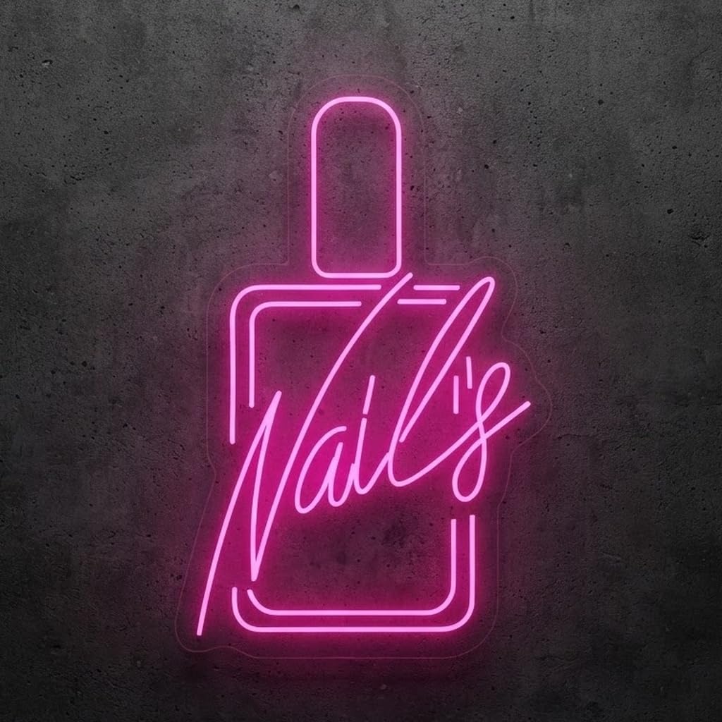 FAB CREATIONs Nails Art Neon Wall Decor LED Neon Sign, Decorative Wall Light for Pink, Salon (12 x 24 Inches) Pink-image-31