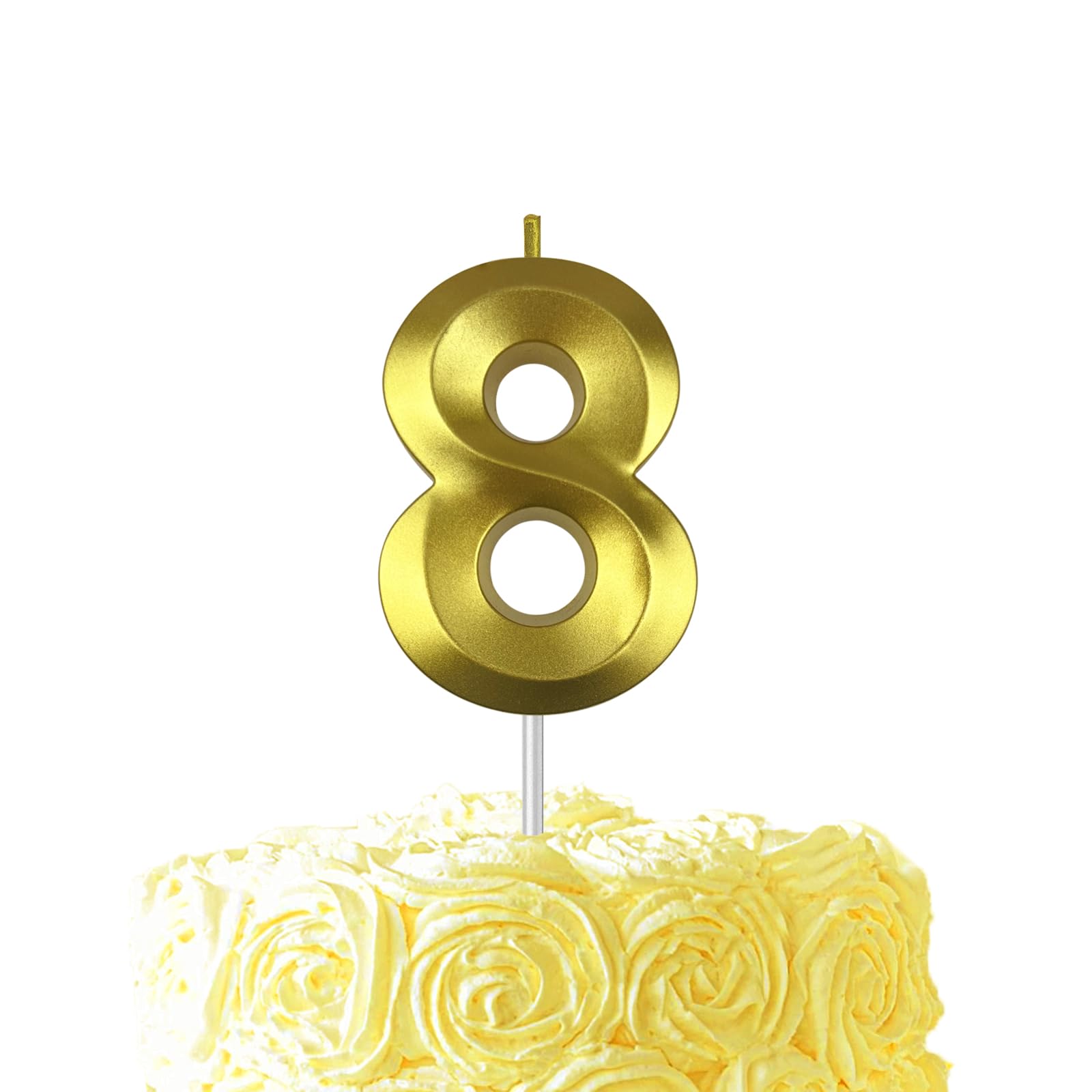 Gold Birthday Number 8 Candles for Wedding Party Cake Decorations