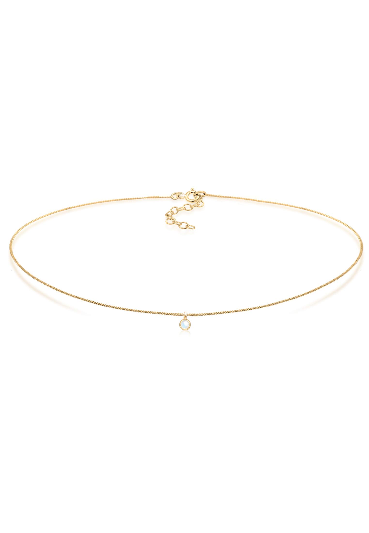 Elli Necklace Women Choker Pendant Precious with Moonstone in 925 Sterling Silver