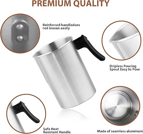 Miniatura 3 de SAEUYVB Olla de fusión de cera de acero inoxidable de 32 onzas con mango resistente al calor y boquilla de vertido antigoteo para hacer velas
