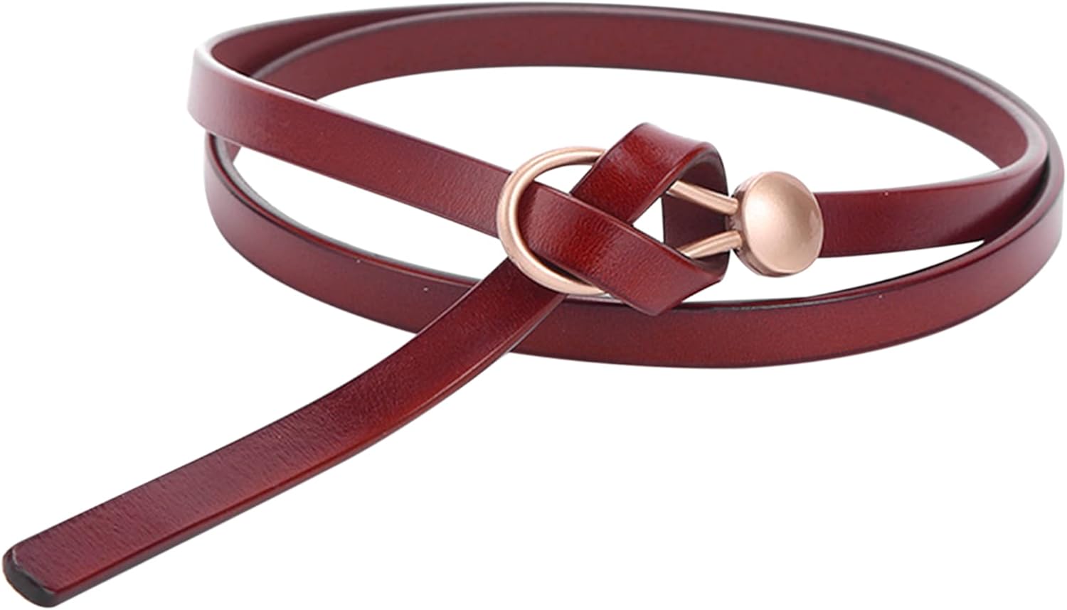 Women's Leather Belt Dress Belt Fashion Skinny Belt Tie A Knot Leather Waist Belt Knotted Decorative Belt