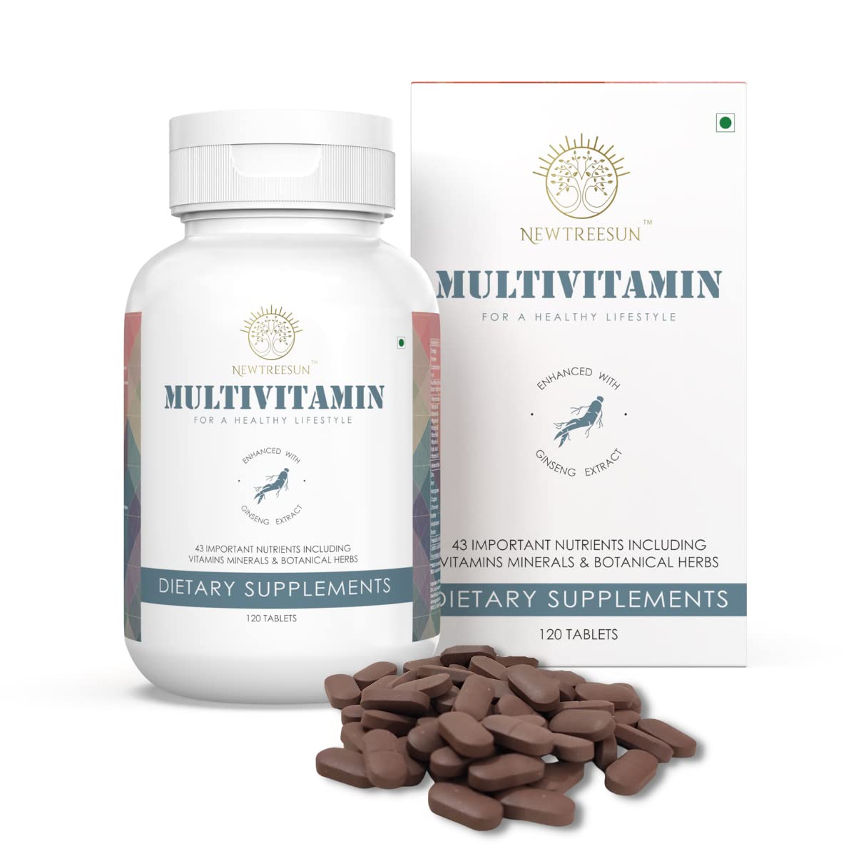 Multivitamin Dietary Supplements for Men & Women | Multi Minerals with Ginseng Extracts & Vitamin C for Immune Support | 120 Tablets