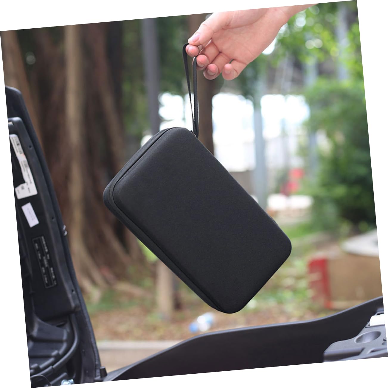Unomor Hard Shell Charger Storage Bag for Electric Scooters Motorcycles Shock Resistant Pouch with Convenient Carrying Options Sturdy Construction Spacious Interior for Accessories