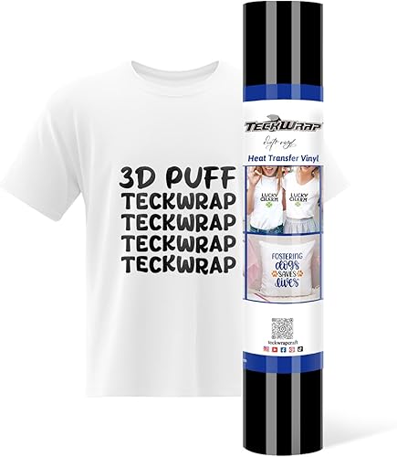 TECKWRAP Puff Vinyl de transferencia de calor 3D 10 x 60 pulgadas, vinilo adhesivo HTV para planchar en todas las máquinas cortadoras, vinilo de