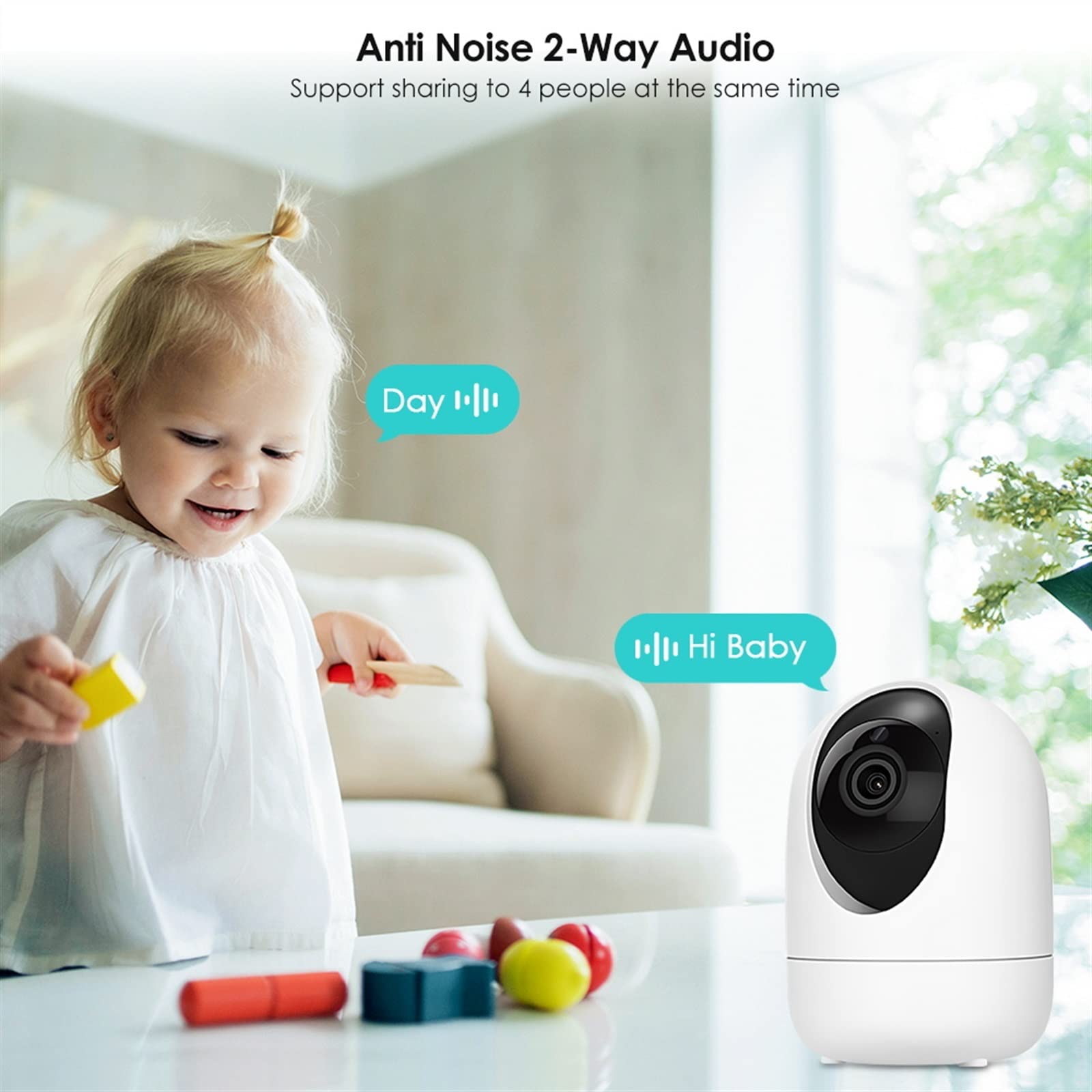 Kamera IP 3MP Baby Monitor CCTV Kamera bezpieczeństwa w domu Kryty AI Automatyczne śledzenie Audio Video Kamera monitorująca(3MP Add 128G Card)
