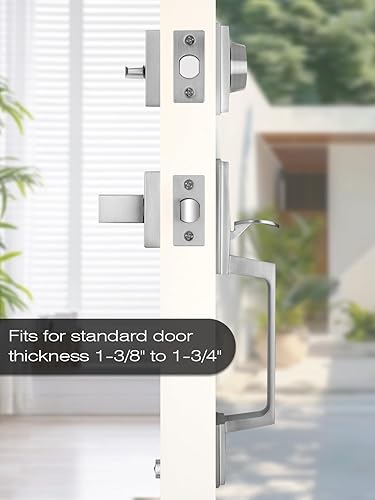 Miniatura 36 de Manija negra para puerta delantera, juego de manijas de puerta de entrada sin bloqueo, manija de puerta exterior negra, juego de manijas de puerta