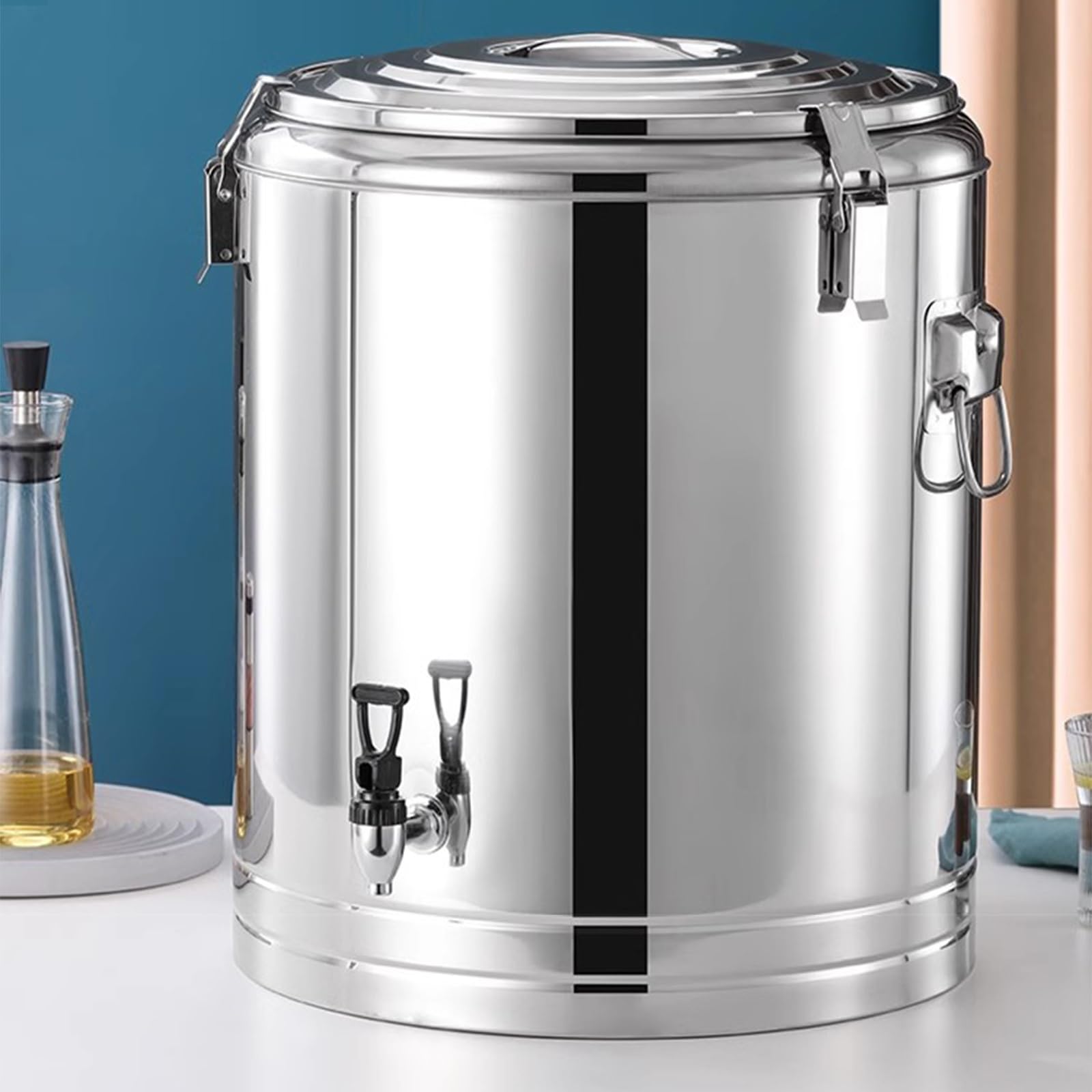CGCSYZ Stainless Steel Insulated Barrel, Insulated Beverage Dispenser Milk Bucket Wine Pail Bucket Stainless Steel Milk Can For Coffee Tea Milk Soup (Silver 10L)