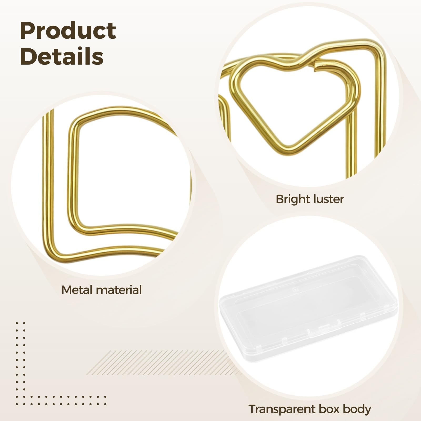 100 clip per libri con motivo a cuore con scatola portaoggetti, clip decorative in metallo, cancelleria oro rosa, forniture per ufficio carine per studenti e lettori