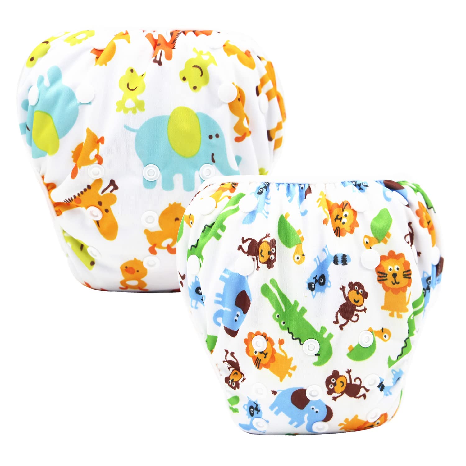 Baby Swim Diapers 2 Pack Reusable One Size Adjustable Swim Diaper Boys & Girls Waterproof