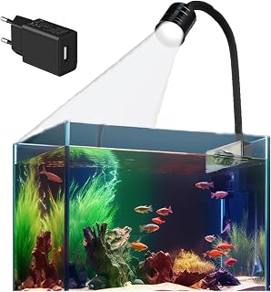 Nano Aquarium LED Beleuchtung, Fischtank LED Lampe Zoom Licht, dimmbare Lampe 3 Farben, Zoom-Linse, Fischtank Beleuchtung Sopt Licht für Fischtank Landschaftsgestaltung Süßwasser und Salzwasser