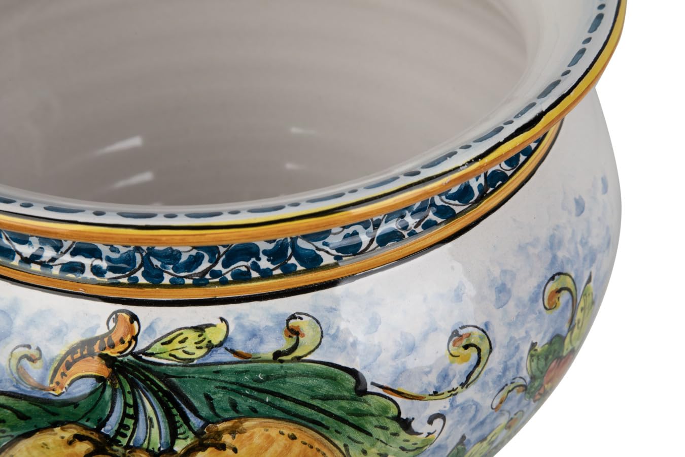 Cerames Pflanzkübel Keramik im sizilianischen Stil von Caltagirone Vaso di limoni M – Italienischer Blumenkübel, runder Blumentopf für Innenbereich und Fensterbank, Ø 27 cm, Höhe 21 cm