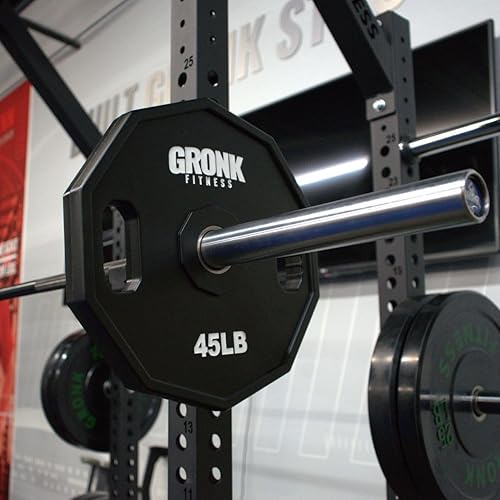 Miniatura 6 de Gronk Fitness Placas de pesas olímpicas de uretano de 10 lados | Pesas duraderas para gimnasios domésticos y comerciales | Diseño no rodante