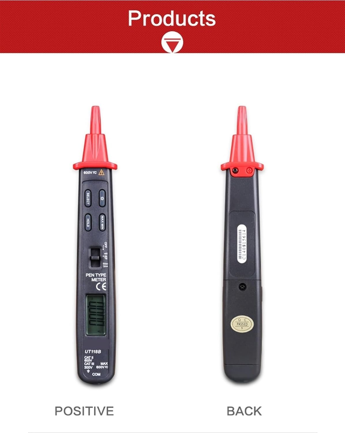 1pc UT118B Pen Type Digital Multimeter 3000 Counts AC DC Voltage Detector Resistance Capacitance Meter Tester