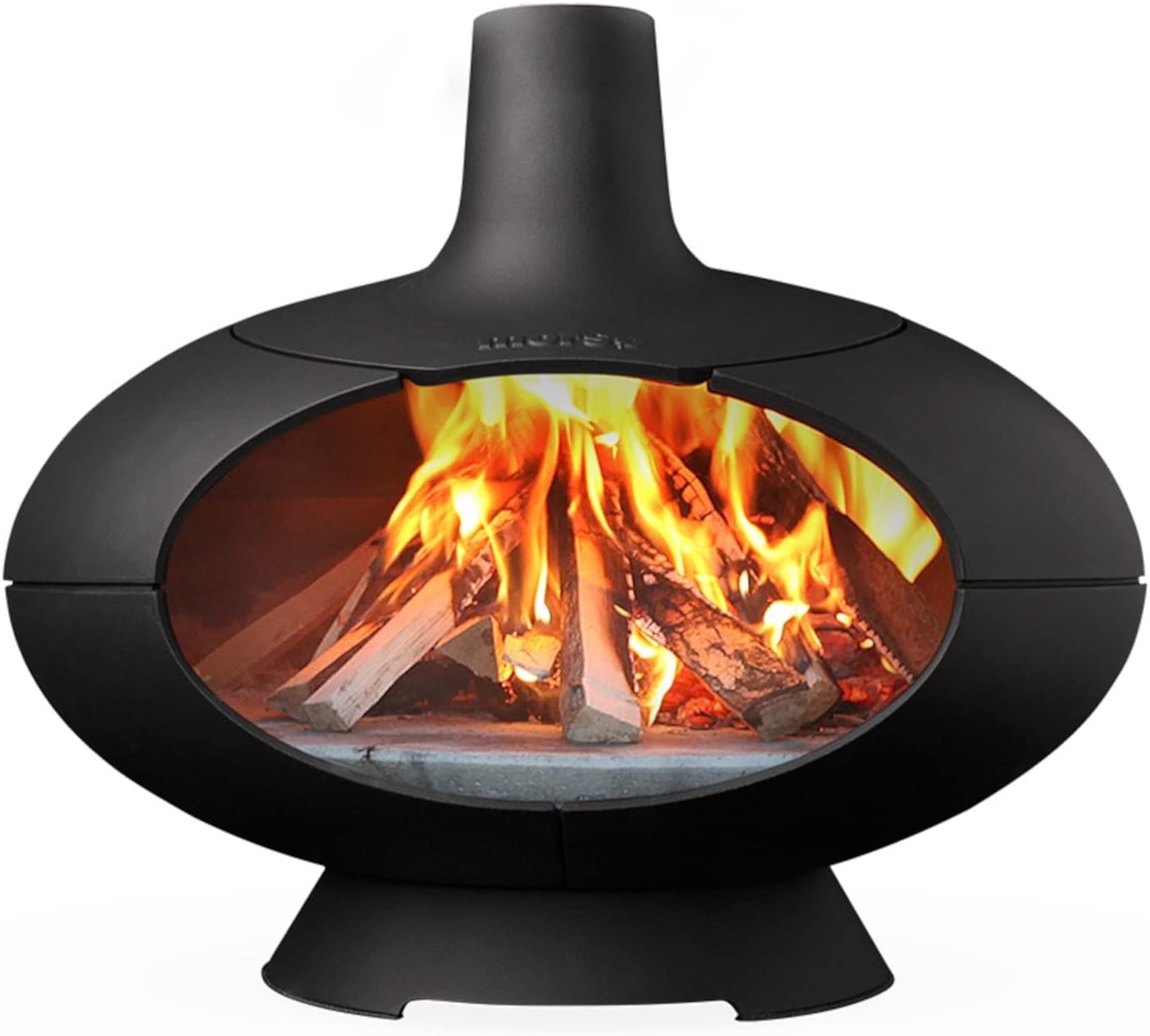Morsø Forno Wood Burning Outdoor Oven for Versatile Cooking, Barbecuing and Smoking Food, with Pizza Stone, Round Design with Double-Coated Cast Iron, Black