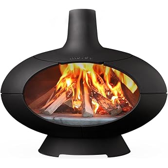 Mors&oslash; Forno Outdoor Oven and Pizza Oven, Cast Iron, 70 x 70 x 60 cm, Black | Open garden oven for year-round use, grill, pizz