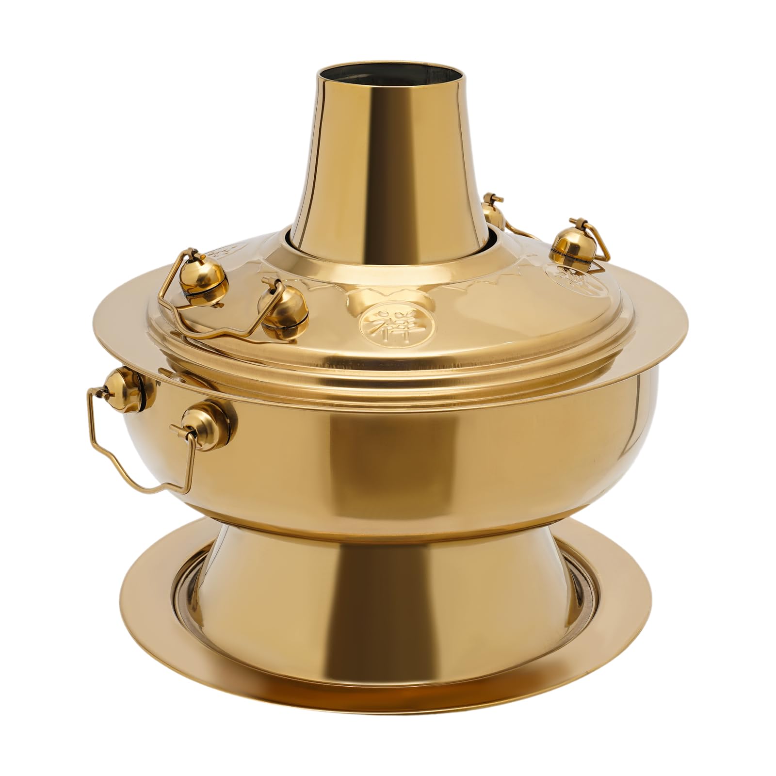 Hotpot en acier inoxydable 2,3 l - Hotpot chinois avec cheminée - Hotpot vintage en acier inoxydable - Pour fondue à la viande chinoise - Cuiseur d'agneau - Pour la maison, les restaurants (couleur