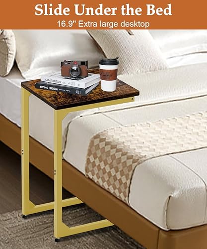 Miniatura 5 de Mesa auxiliar de mesa C con marco de metal, mesa auxiliar pequeña para sofá, mesa de bandeja de TV para sala de estar, dormitorio, mesita de noche,