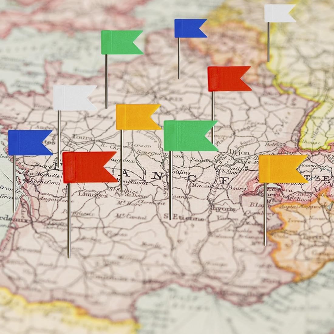 160 Puntine Da Disegno Bandierine Colorate - Per Lavagne, Mappe E Bacheche In Sughero