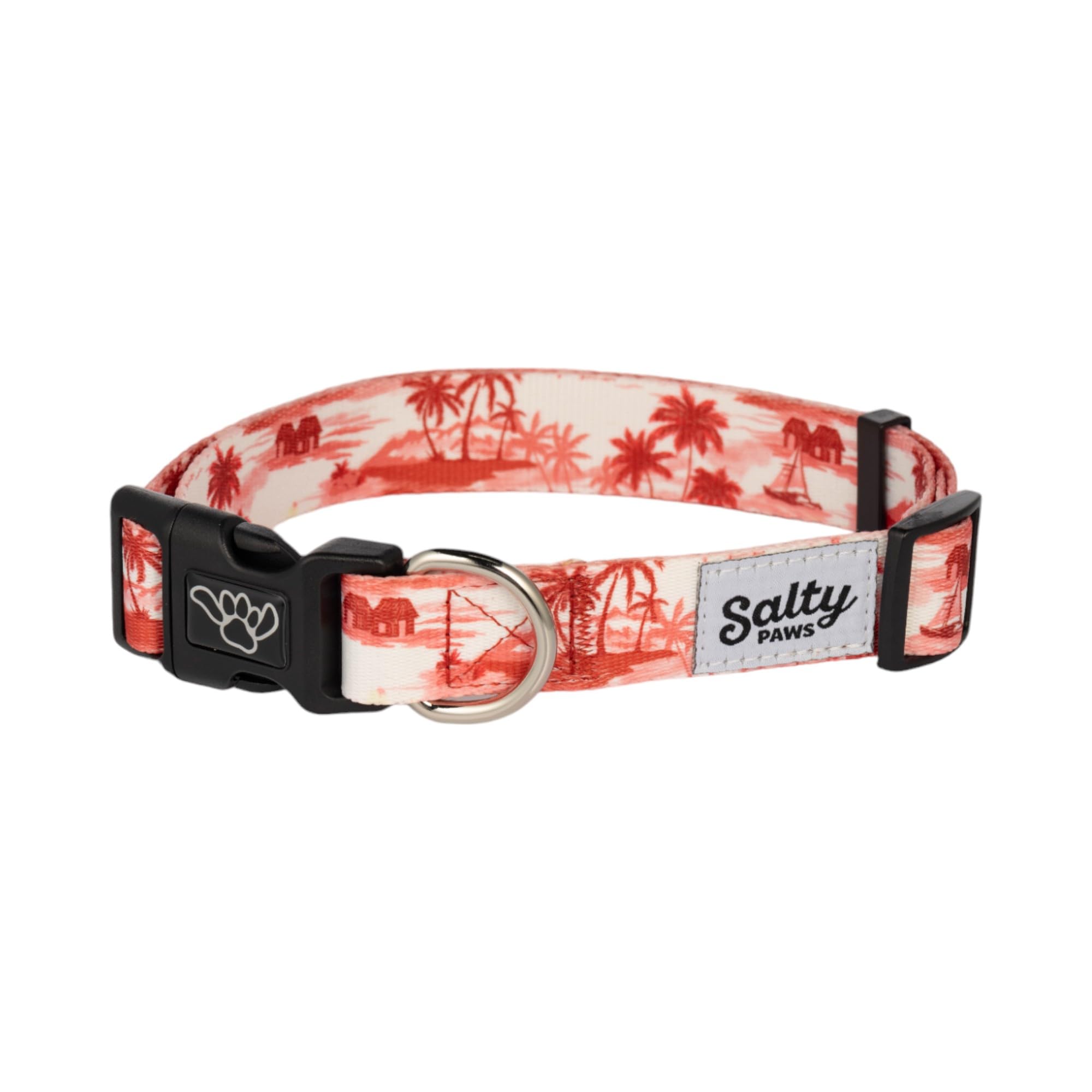 Shaka's Salty Paws Boy & Girl Dog Collar Small Medium Large (Small Dog Collar Adj. 10-16" for Dogs up to 25 lbs, Doggie Day Dreams (Red))