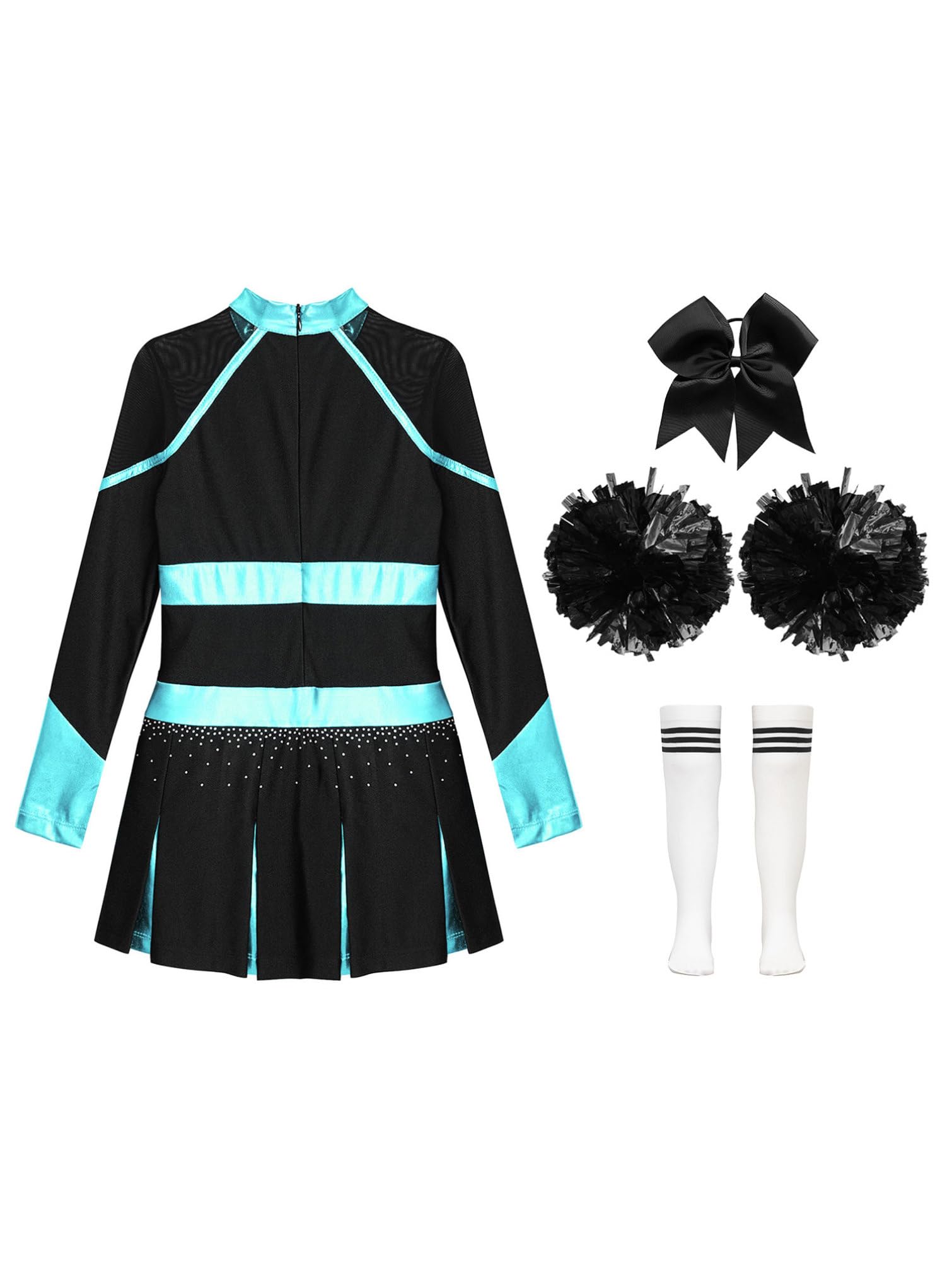 TiaoBug Mädchen Cheerleading Kleid Neckholder Tanzkleid mit Cheer Buchstaben Sport Schule Gruppentanz Outfits