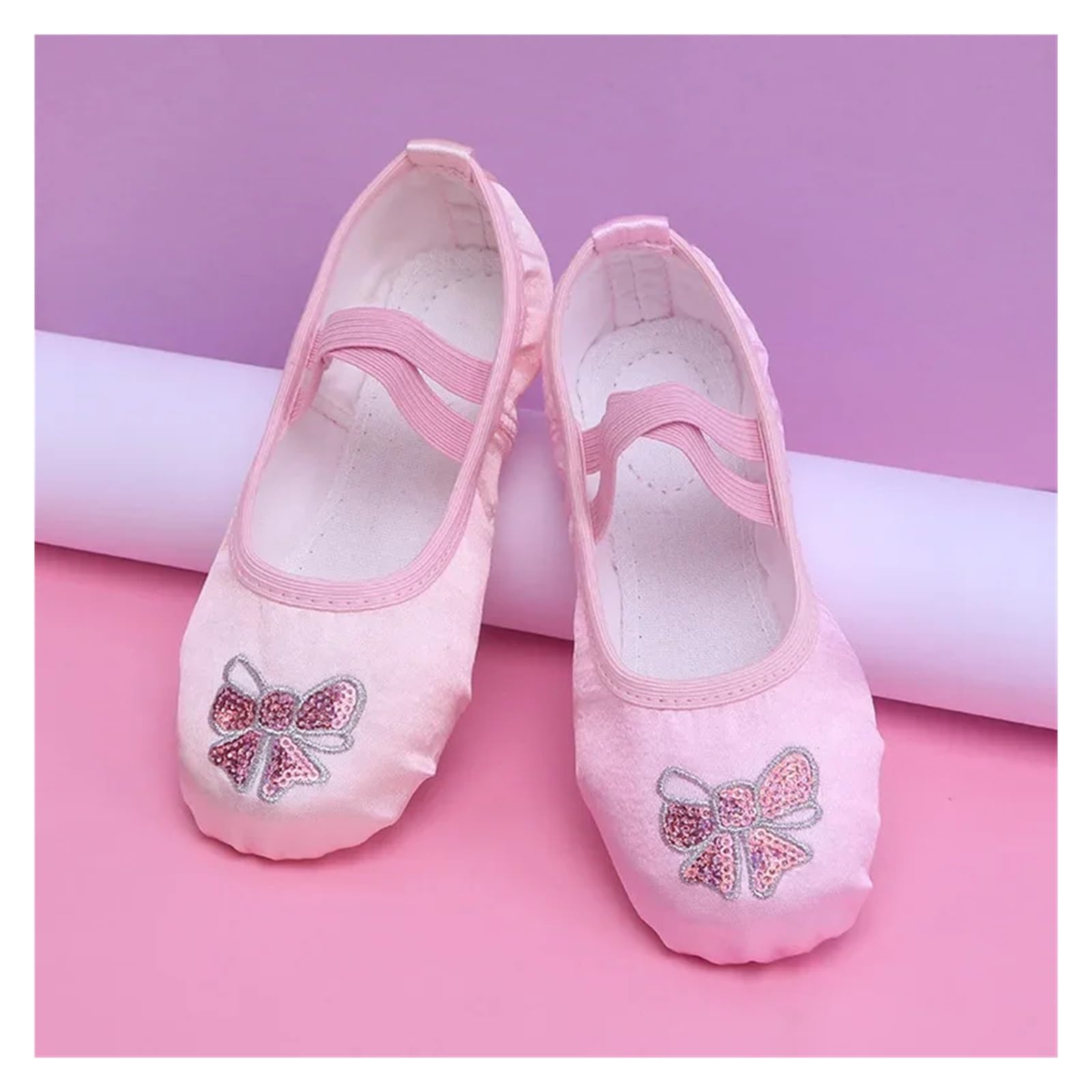Tanzschuhe Damen Pailletten-Satin-Ballettschuhe for Kinder mit weicher Sohle, for das Tanztraining von Mädchen, Yoga-Körperbau