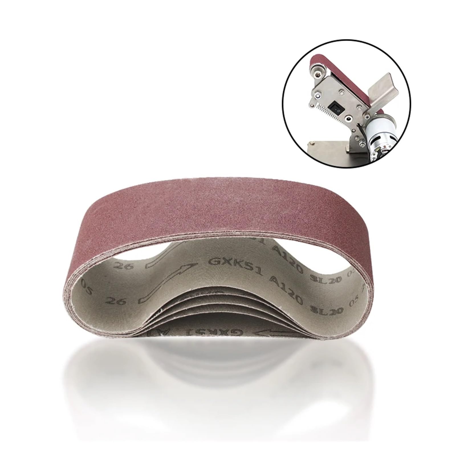 Nastro abrasivo, Nastri Abrasivi 75x457mm Confezione Da 5 Grana 40 60 80 120 Rosso(5pcs Grit 120)