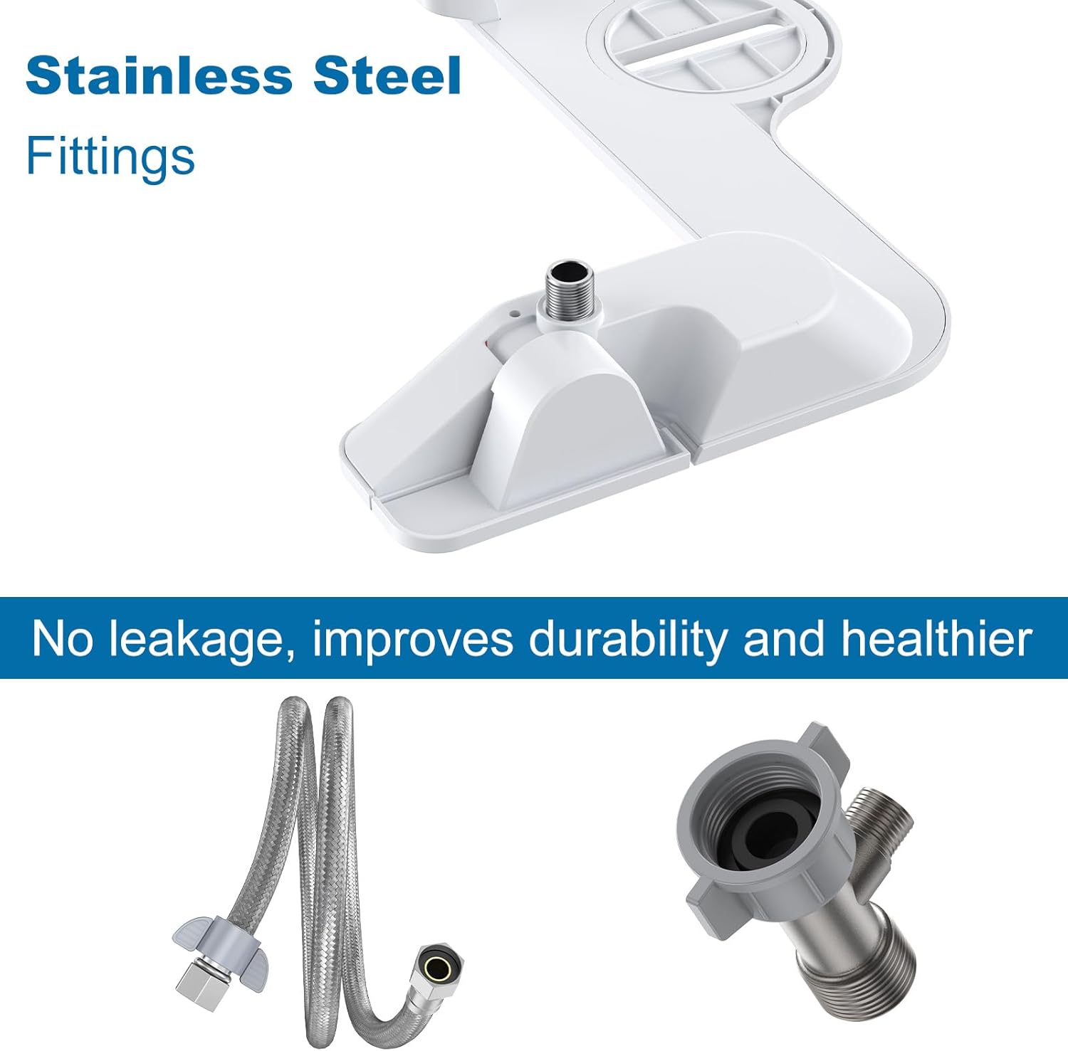 Bidet Attachment for Toilet, Dual Nozzle Cold Water Bidet with White Lever Handle, Non-Electric Toilet Bidet Attachment for Sensitive Skin and Family Use - Image 4