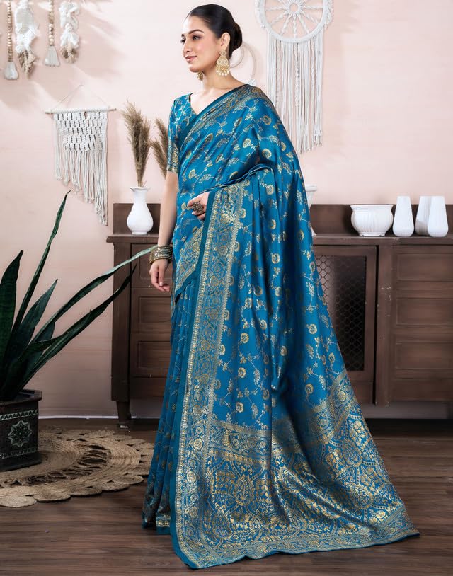 Image of SIRIL Women's Banarasi Silk Saree Pure Silk Saree With Unstitched Blouse Piece