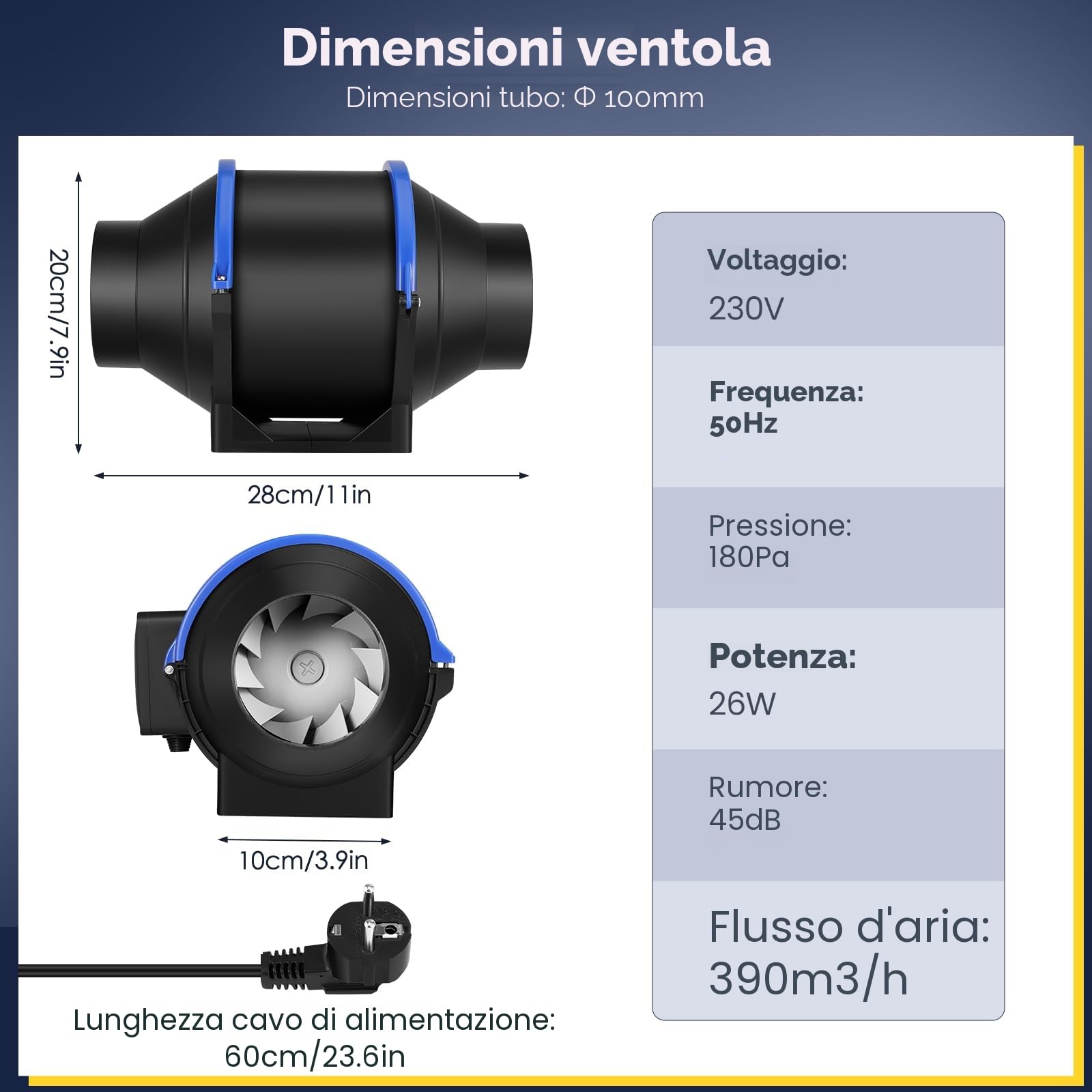 100 mm Estrattore Aria, Ventilatore Silenzioso A Condotto Del Fumo, Ventilatore Canale Online Regolabile, Per Bagno, Ufficio, Fabbrica E Macchine Per Incisione Laser