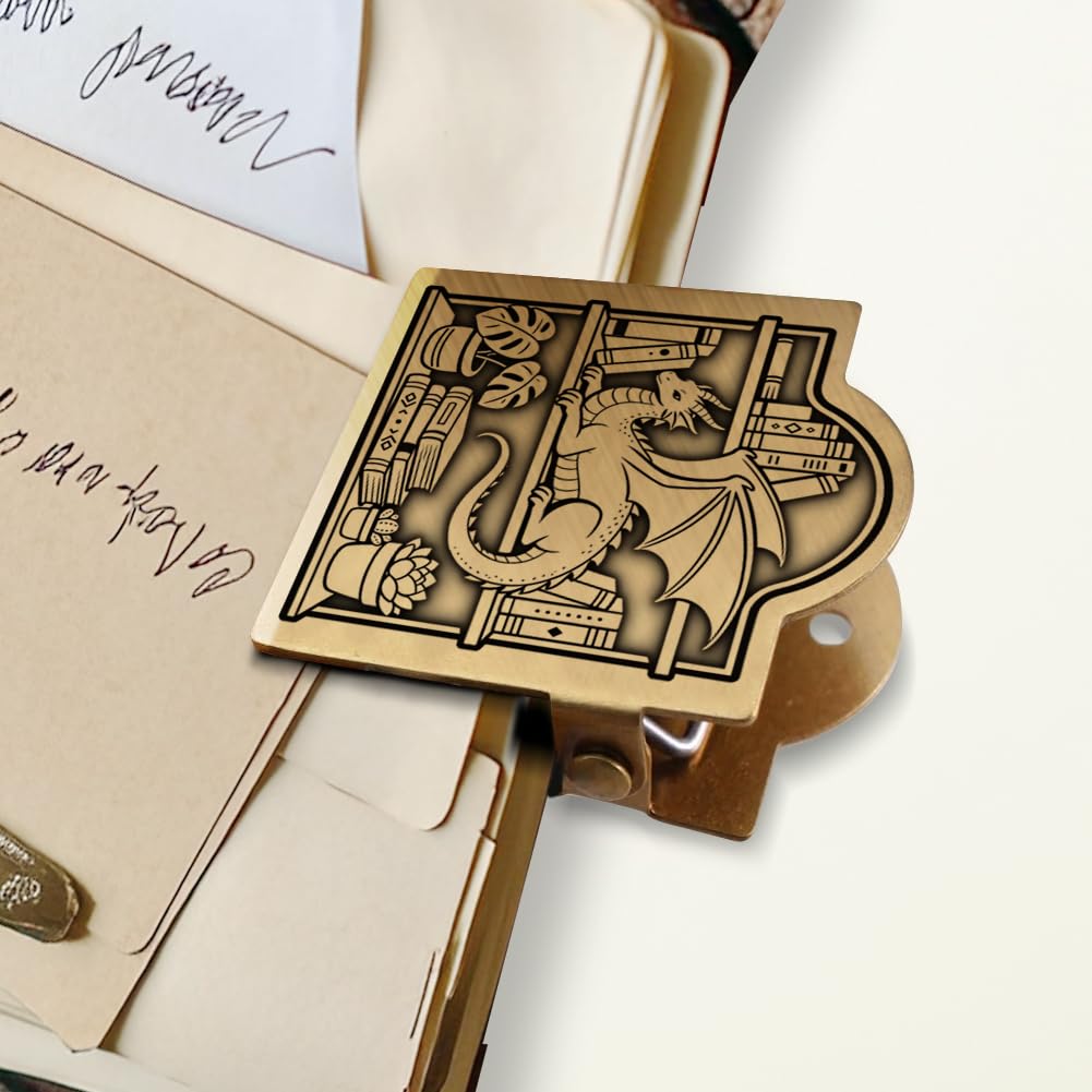 ANATTASOUL Flying Dragon Brass Travel Journal Clip for Notebook,Bookmark
