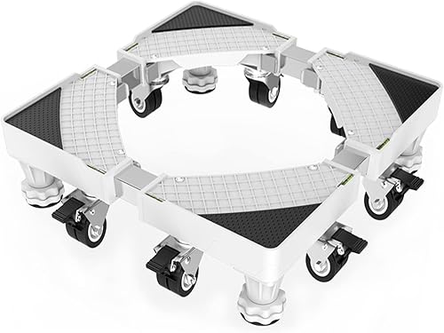 HQO LOVL Soporte de nevera con 8 ruedas de bloqueo y 4 pies fuertes, plataforma de muebles ajustable de 19.7 a 27.5 pulgadas para lavadora,
