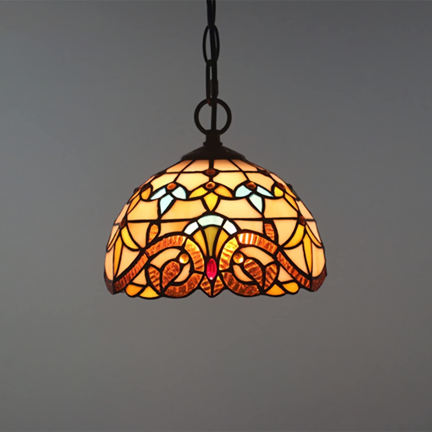 YNIYUJKL Tiffany-Style Baroque Chandeliers,Vintage Stained Glass E27 Pendant Light Fixtures For Living Room Bedroom Dining Room Hallway,50Cm-30Cma (20Cmb),20cmb