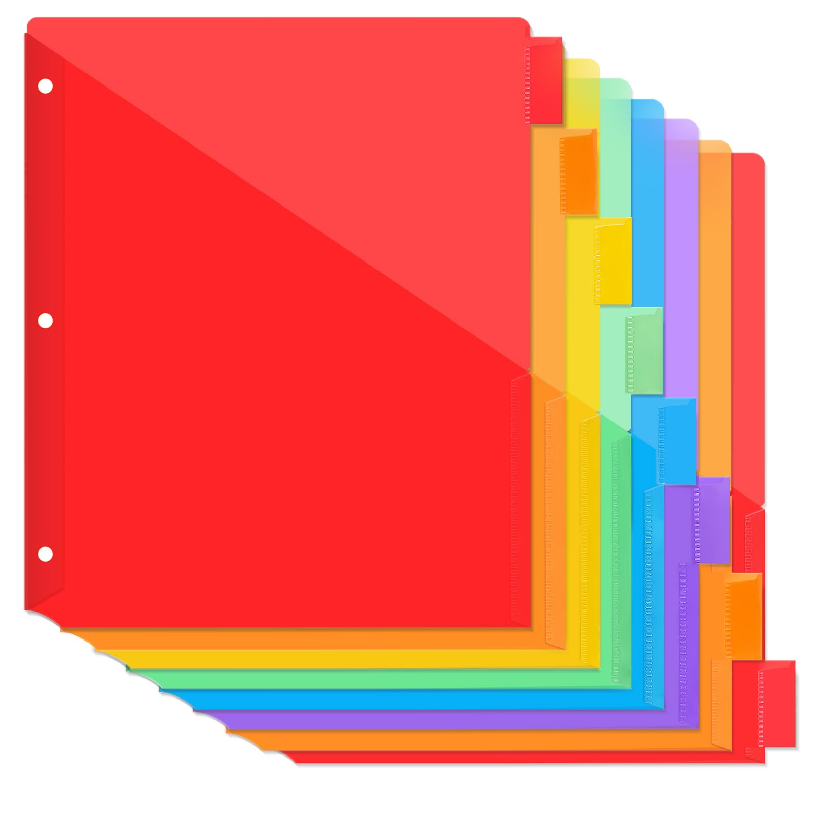 SUNEE 8 Tab Dividers with Pockets, Plastic Dividers for 3 Ring Binder, Subject Dividers with 2 Pockets, Binder Dividers for School Office Home