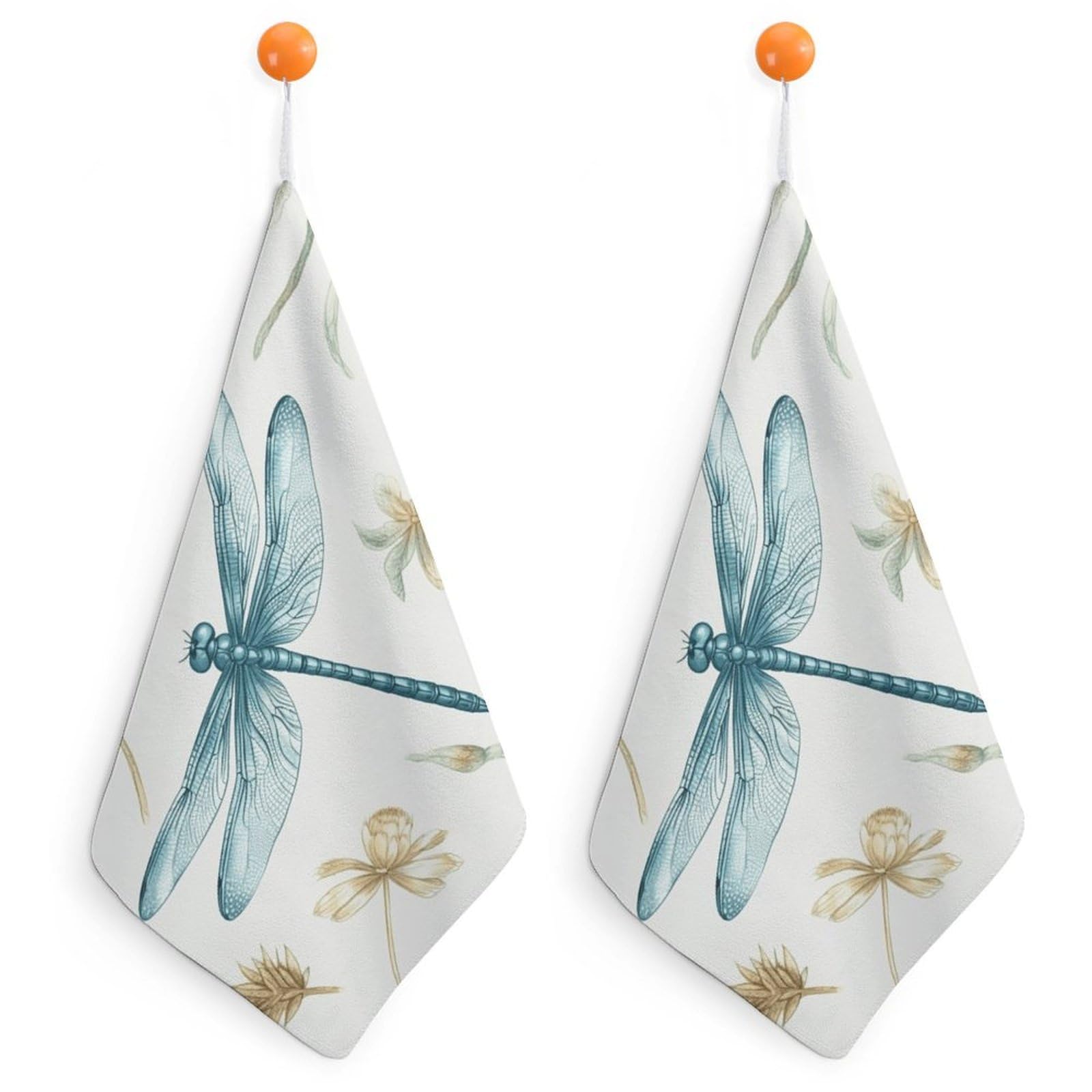 VstaDank Dragonfly Hand Towel Skin Friendly Face Towel Machine Washable Washcloth Reusable Makeup Remover Cloth Soft Feel Fingertip Towels Multi-Purpose Wash Cloth for Bathroom