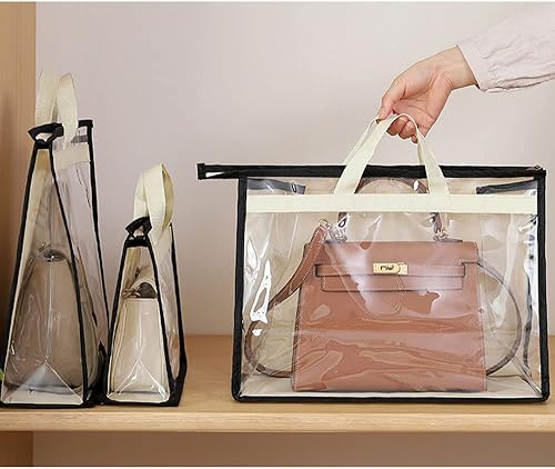 Miniatura 3 de fazhongfa 6 bolsas para el polvo para bolsos, organizador de almacenamiento de bolsos transparentes, no tejidas, bolsa colgante con cremallera y asa