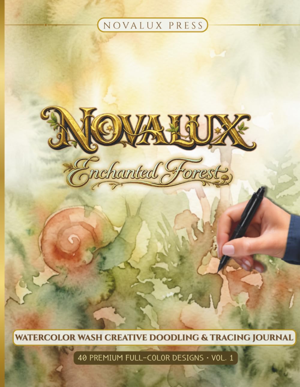 NOVALUX: Enchanted Forest: A Watercolor Wash Creative Doodling & Tracing Journal of Mossy Hollows, Mushroom Groves and Hidden Woodland Worlds | 40 ... Designs for Adults (The Woodland Collection)