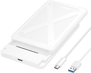 iDsonix 2.5 inch Hard Drive Enclosure USB 3.0 to SATA III Tool-Free External Hard Drive Enclosure for 7mm/9.5mm 2.5" SSD HDD with UASP, for Toshiba Samsung WD, Xbox PC TV White(PW25-C3)